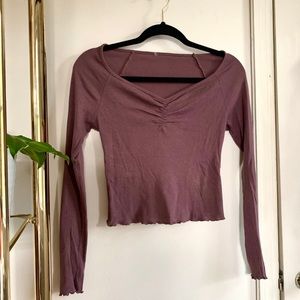 Ribbed Long-Sleeve Crop Top